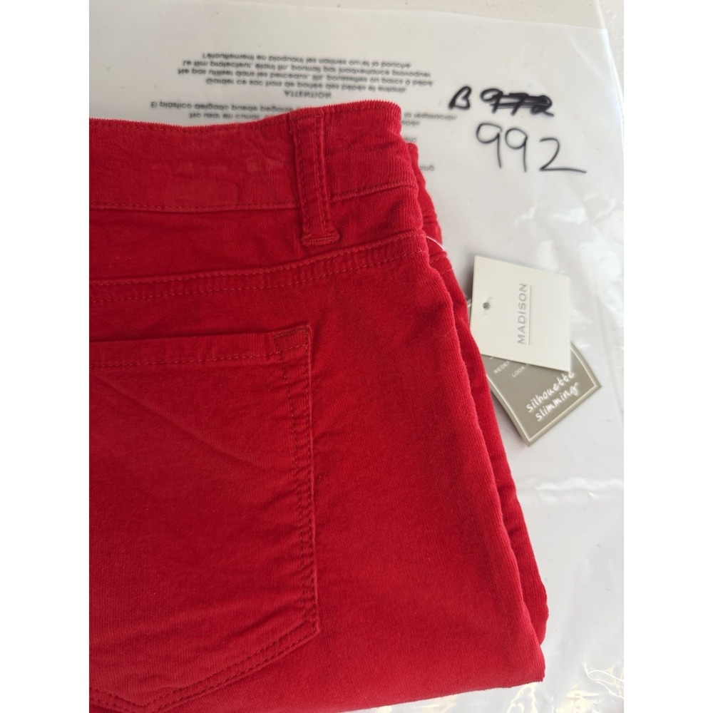 Madison Womens Corduroy Slim Pants Red High Rise Pockets Stretch 10 NWT - Picture 8 of 8